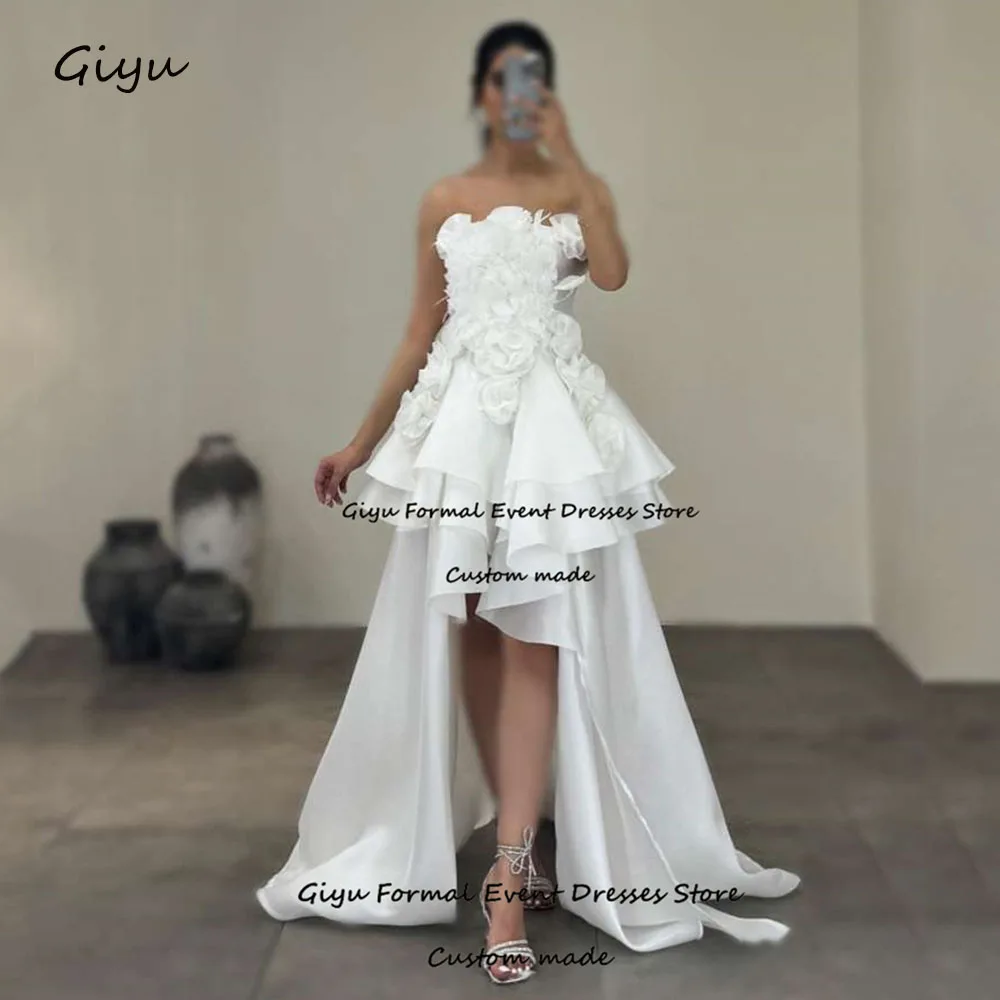 

Giyu Fairy 3D Followers Mini Wedding Dresses 2024 Strapless Knee-Lengh Vestidos De Novia 2024 Evening Gown Dress