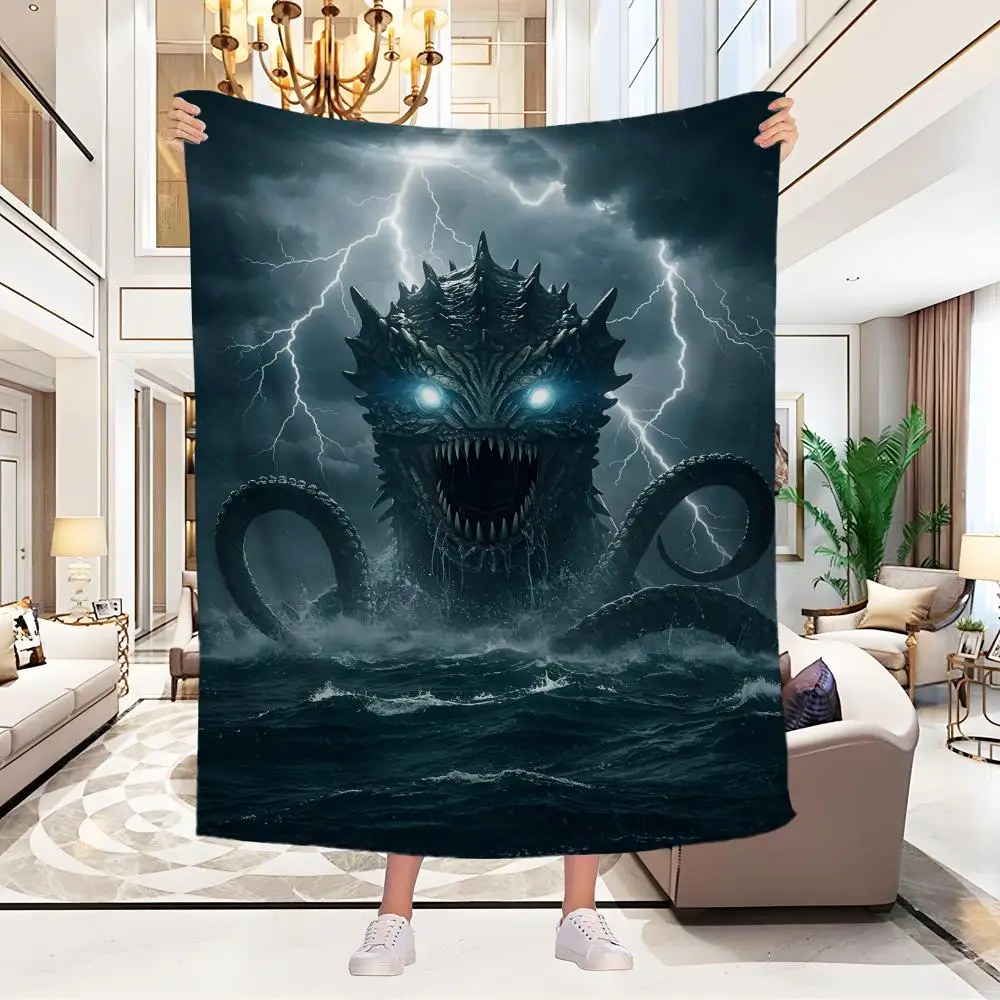 

Yamata drought serpent Throw Blanket Aesthetic Art Flannel Blanket Portable Home Travel Camping Sofa Picnic Thickening Flannel