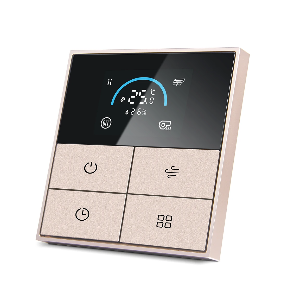 Interruptor de pared del hotel KNX Sistema de automatización inteligente Panel de botón de control de temperatura inteligente