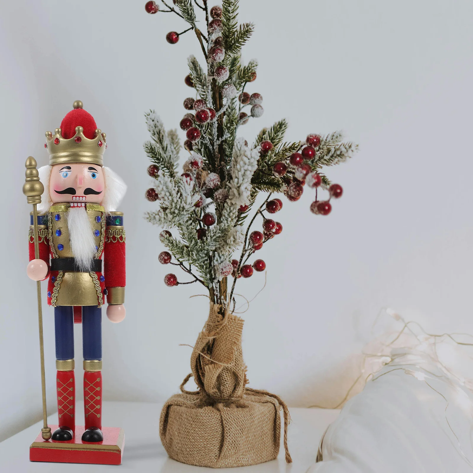 

Wooden Nutcracker Soldier Classic Christmas Decoration Traditional Nutcracker Statue for Holiday Party Table Fireplace and Shelf