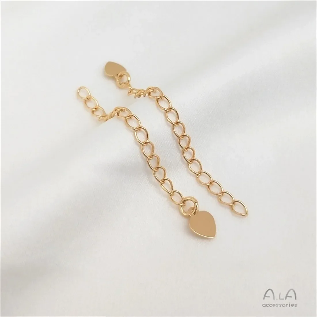 14K Gold Tail Chain Water Droplet Heart-shaped Extended Chain Handcrafted DIY Bracelet Necklace Extended Chain Accessory B778