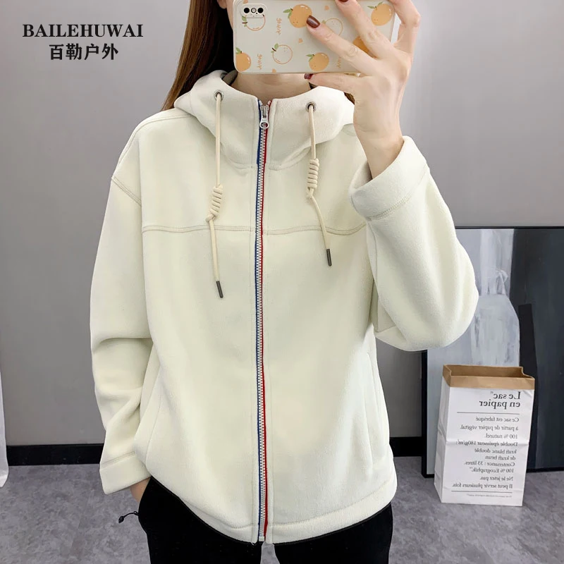 Fleece Jacket Thermal Warm Outdoor Exercises Trekking Camping Women Casual Hoodie Clothes Thick Outwear Windbreaker Female Sport