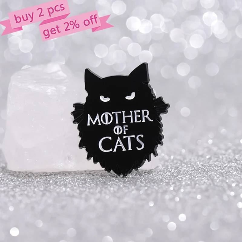 MOTHER OF CATS Enamel Pins Custom BLACK CAT Brooches Lapel Badges Punk Animal Jewelry Gift for Kids Friends