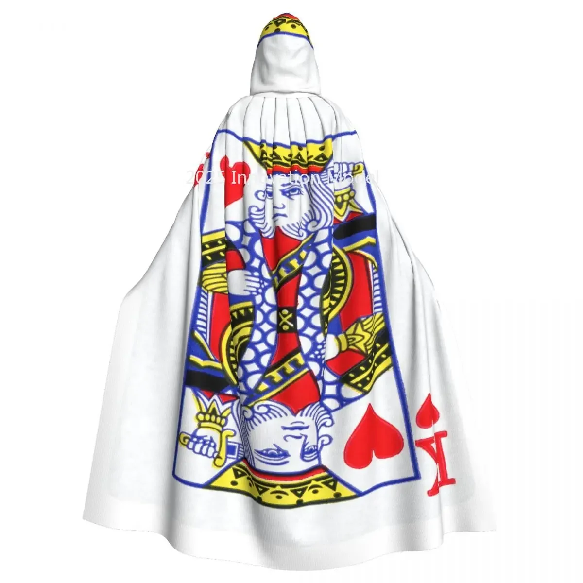 2025 New Poker Card King Adult Cloak Cape Hooded Medieval Costume Witch Wicca Elf Purim Carnival Party