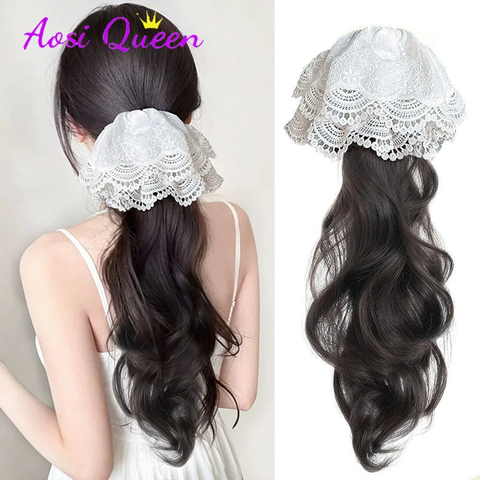 

Synthetic Ponytail Wig Lace Hair Tie Claw Clip Women'sLow Ponytail Long Curly Hair New Chinese Style Wig Braid
