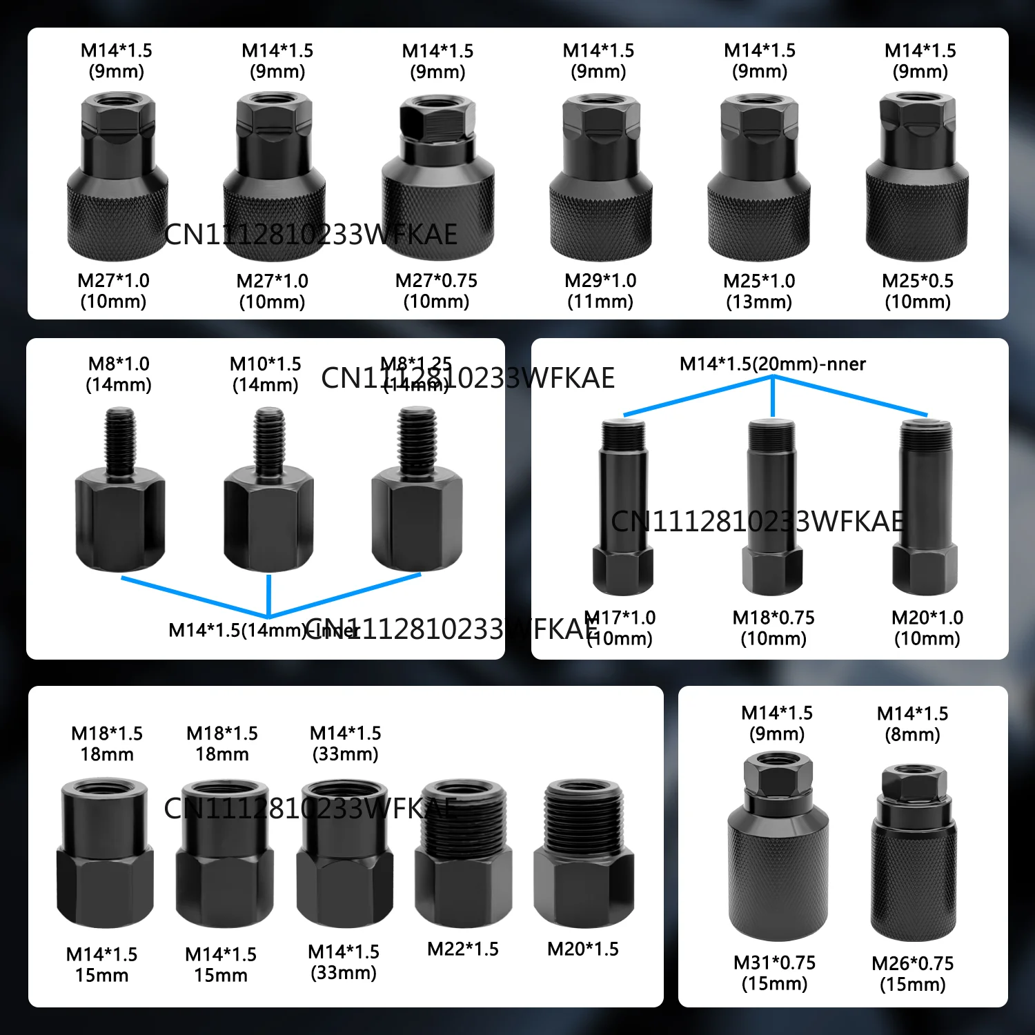 24 Piece Pneumatic Diesel Injector Puller Kit, Pneumatic Injector Extractor Puller Kit with 19 Adapters