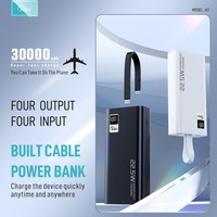 30000mAh Power Bank With Built-in Cable 20W PD 22.5W QC Quick Charging Support FCP AFC  VOOC 22.5 Portable PoverBank 20000mAh