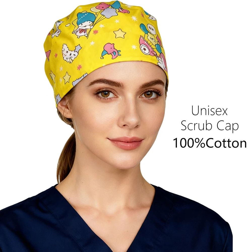 Women's Scrub Cap with Sweatband Cotton Dental Clinic Lab Spa Beauty Nursing Hat Hospital Medical Operating Room Surgical Caps