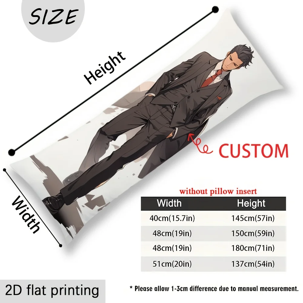 Custom Long Pillow Cover, Personalized Photo Body Pillowcase, Anime Dakimakura Cushion Case, Custom Print Bed Decor Gift