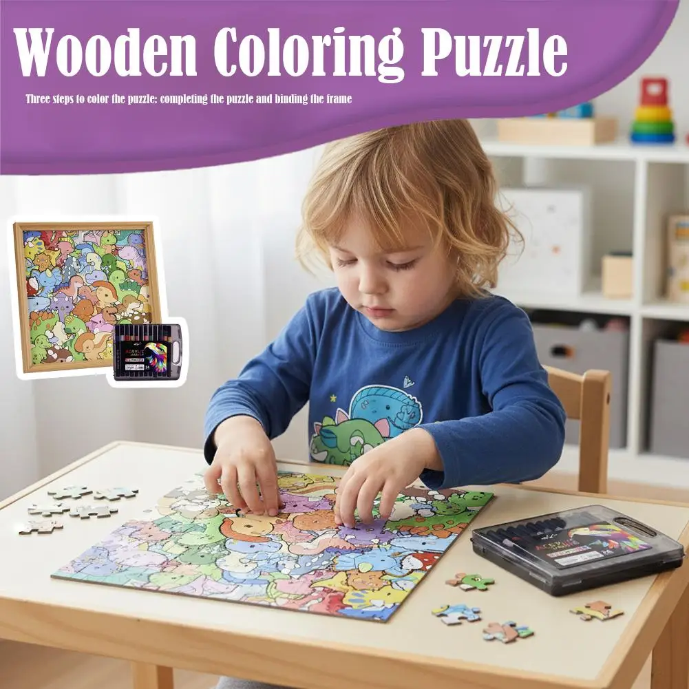 낙서 퍼즐 장난감 DIY 불규칙한 모양의 나무 퍼즐 프레임, 어린이를위한 홈 인테리어 그림 선물 소년 소녀 Y6R5