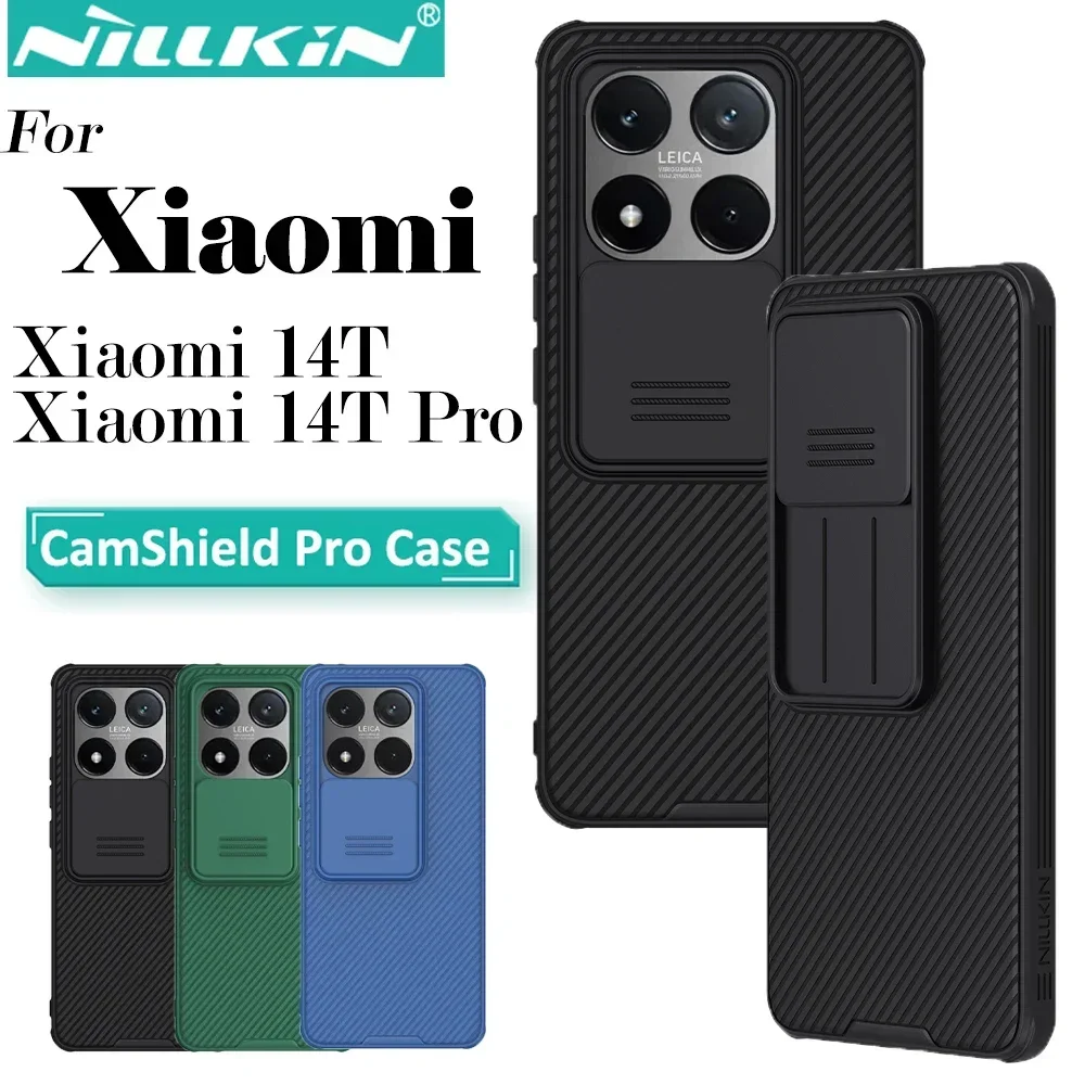 Nillkin para xiaomi 14 t 14t pro camshield pro slide câmera capa anti-impressão digital protetor à prova de choque telefone 14tpro caso