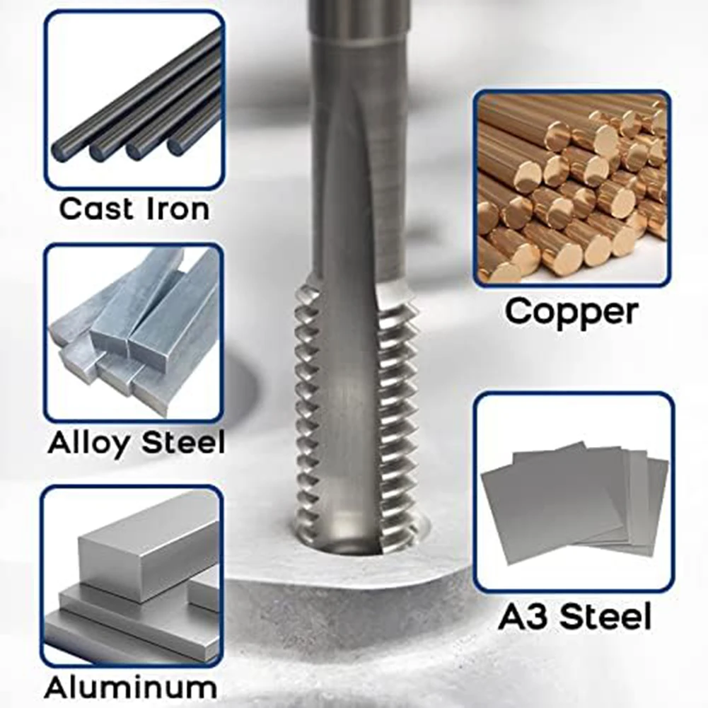 Right Hand Tap And Die Machine Thread Tap Set For Workshop Straight Fluted Design Threads Machining For Abrasive Steel