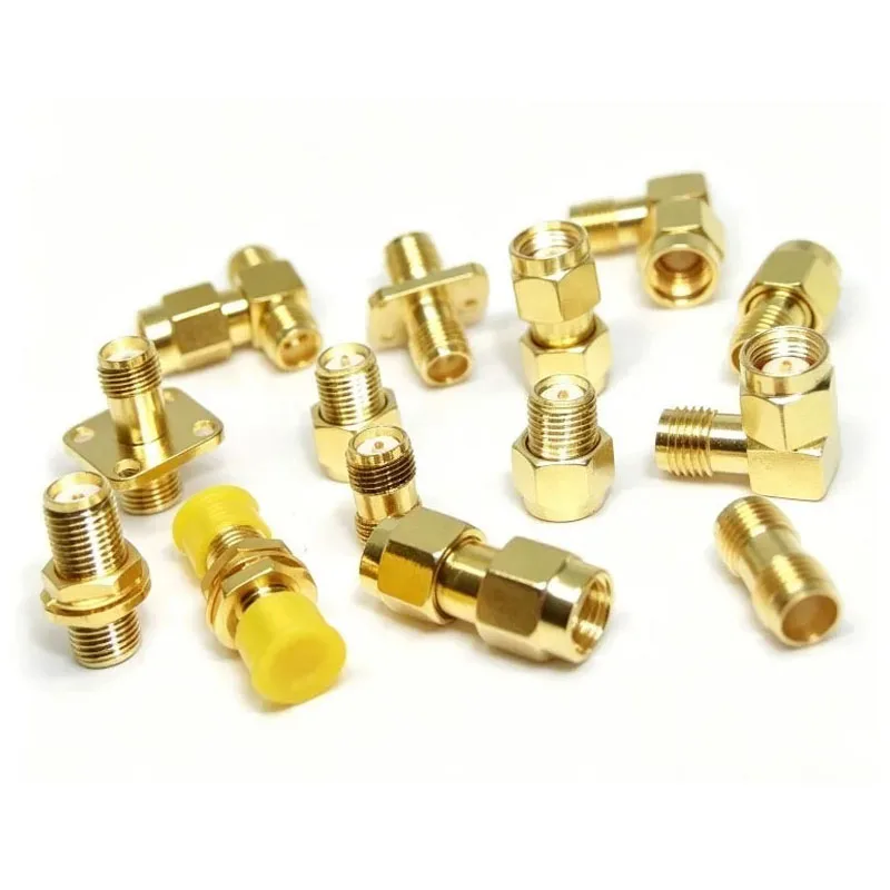 Adaptador SMA Macho para Fêmea Conector Coaxial RF Plugue SMA para Jack SMA Banhado a Ouro 50 Ohm Reto/Ângulo Reto
