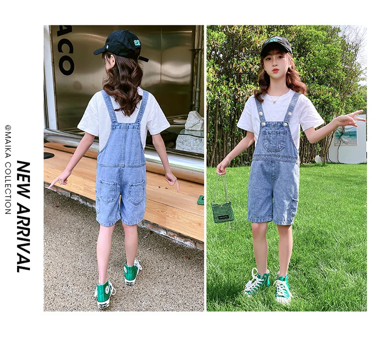 2026 Neue Baby-Trägerhose Overall Sommer Koreanische Version Schlanke Mädchen-Caprihose Kinder-Jumpsuit Denim-Shorts Verstellbare Sommerhose – Detail 3