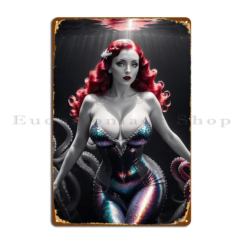 Noir Mermaid Metal Sign Plaques Bar Wall Decor Kitchen Party Create Tin Sign Poster