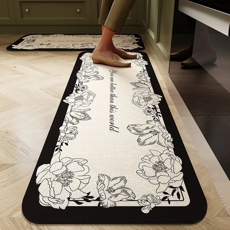 Water-absorbent Kitchen Floor Mat Pvc Anti-slip Carpet Quick-drying Absorbent Foot Mats Soft Diatom Mud Door Area Non-slip Rug