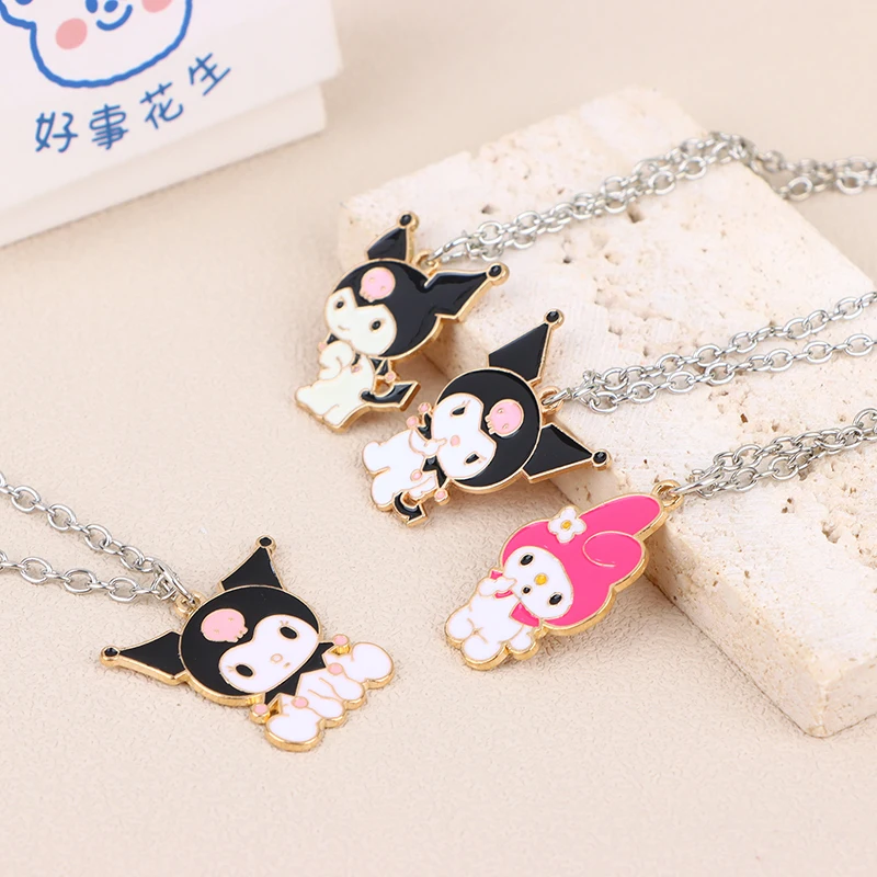 1Pc Anime Sanrio Figure Necklace Kuromi My Melody Cartoon Metal Necklace Pendant Kawaii Women Girl Party Birthday Jewelry