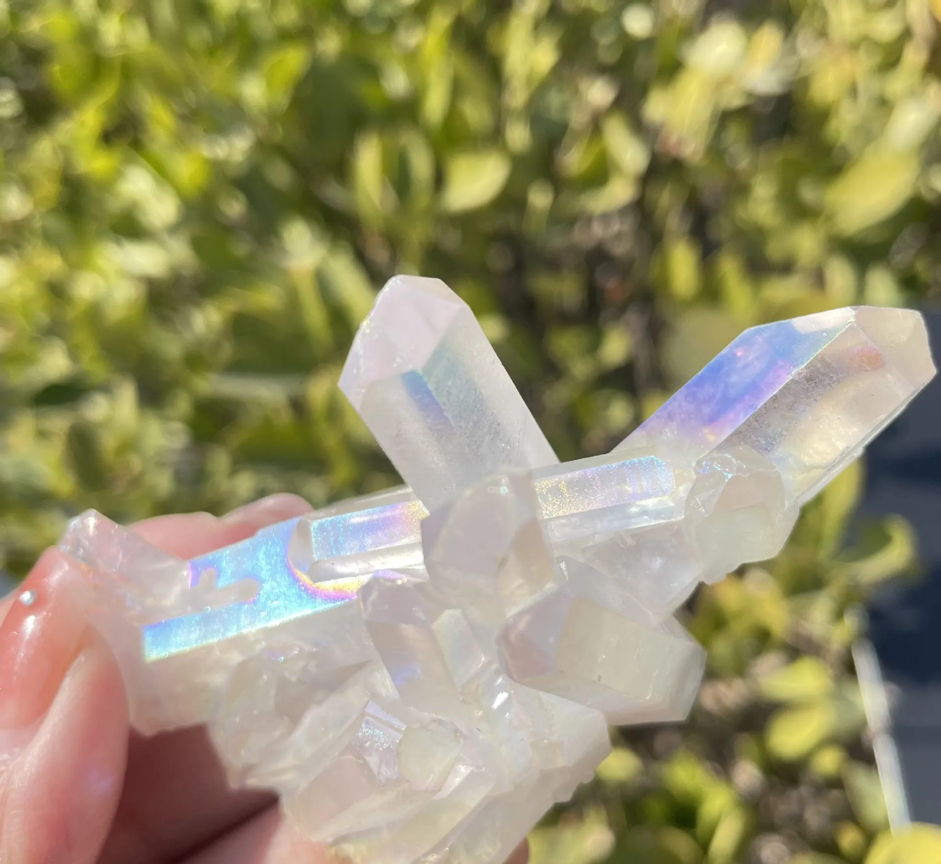1pc Natural Clear Quartz Electroplating Angel Aura Crystal Cluster Aquarium Decoration Home Ornaments