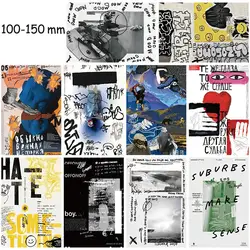 Autocollant d'affiche de graffiti de nostalgie, style de mode Y2k, image d'art de café, cadeau de photo, mur de chambre, fond, carte de décor de Kawaii, 10 pcs