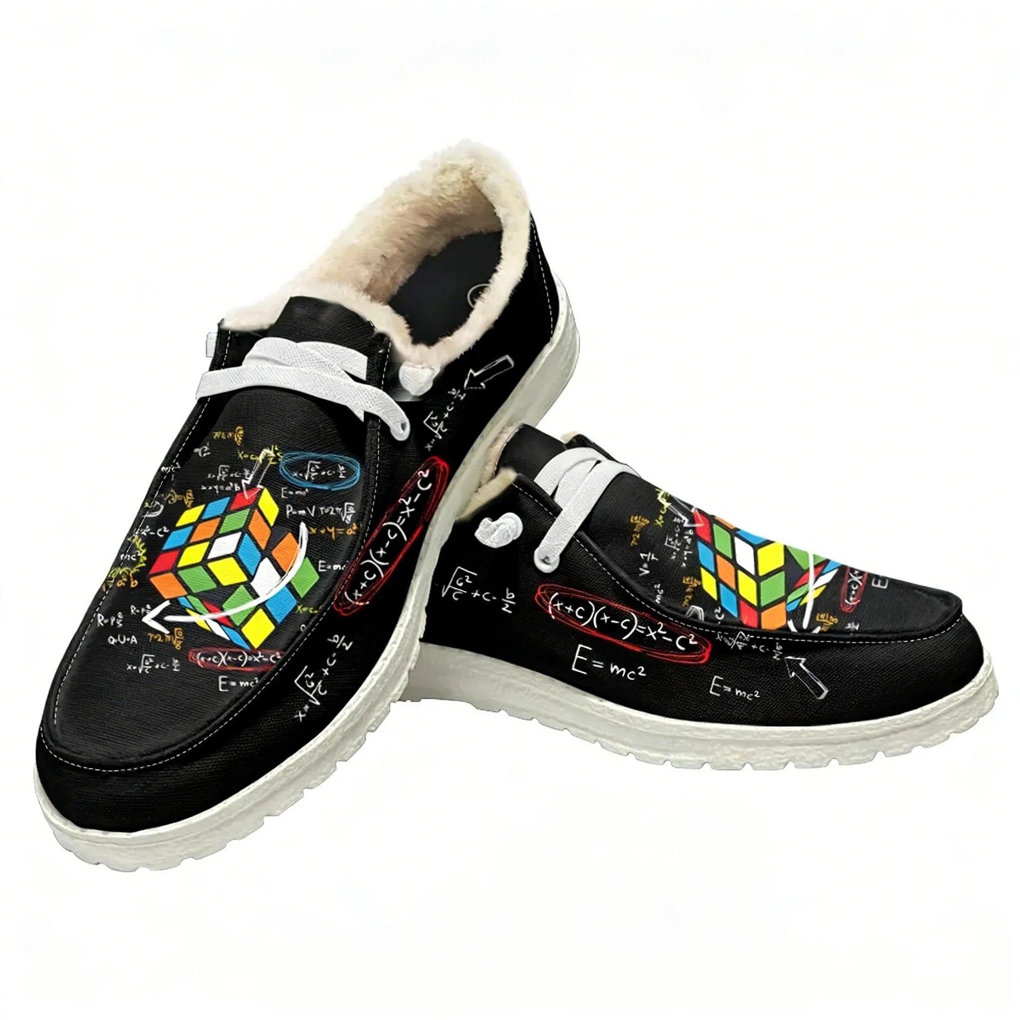 

Custom Math Rubik Design Plush Casual Shoes Men Woman Flat Shoe Breathable Outdoor Lightweight Footwear Couple Custom Made Shoe