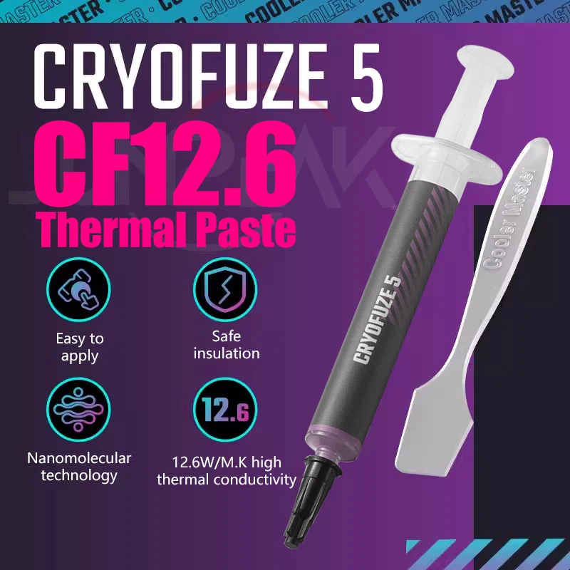 

Cooler Master Cryofuze 5 CF12.6, термопаста, теплопроводящая составная смазка для компьютера, ПК, ноутбука, процессора, графического процессора, видеокарты
