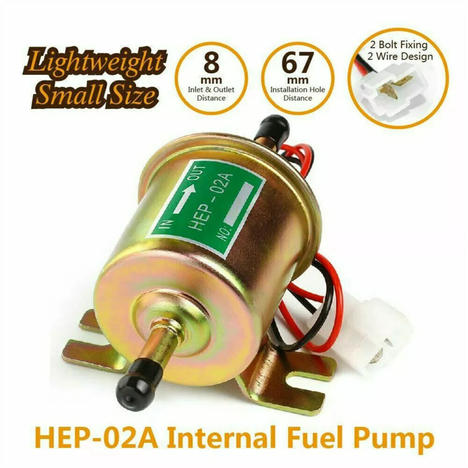 2 Packs 12V  Fuel  HEP-02A  Inline Low Pressure Gas Diesel