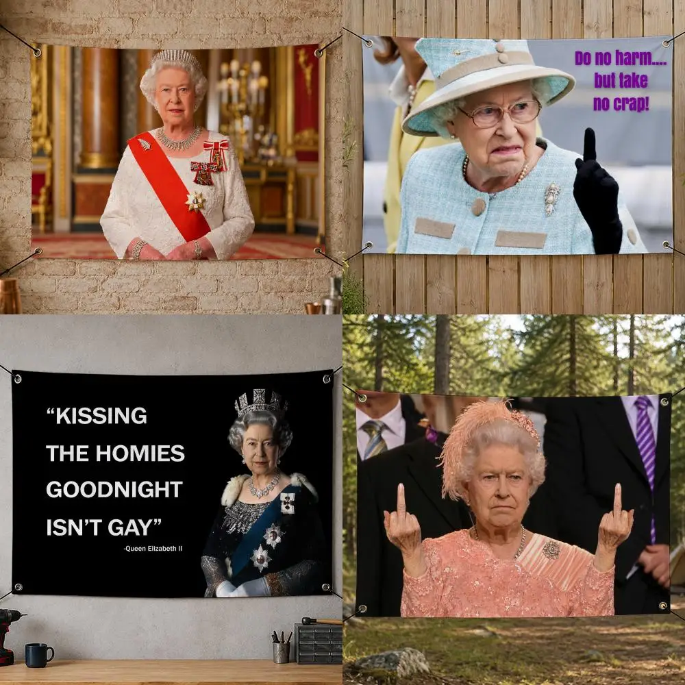 Royalty-British Historical Monarch Queen Elizabeth Flags Flag Banner for Bedroom Dorm Party Home Living Room Game Room Gift