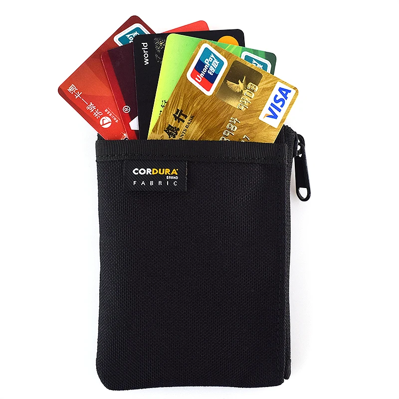 Multi-layer mini Card wallet Classic black nylon zippered Money Pocket Waterproof wear-resistant Card holder for Travel