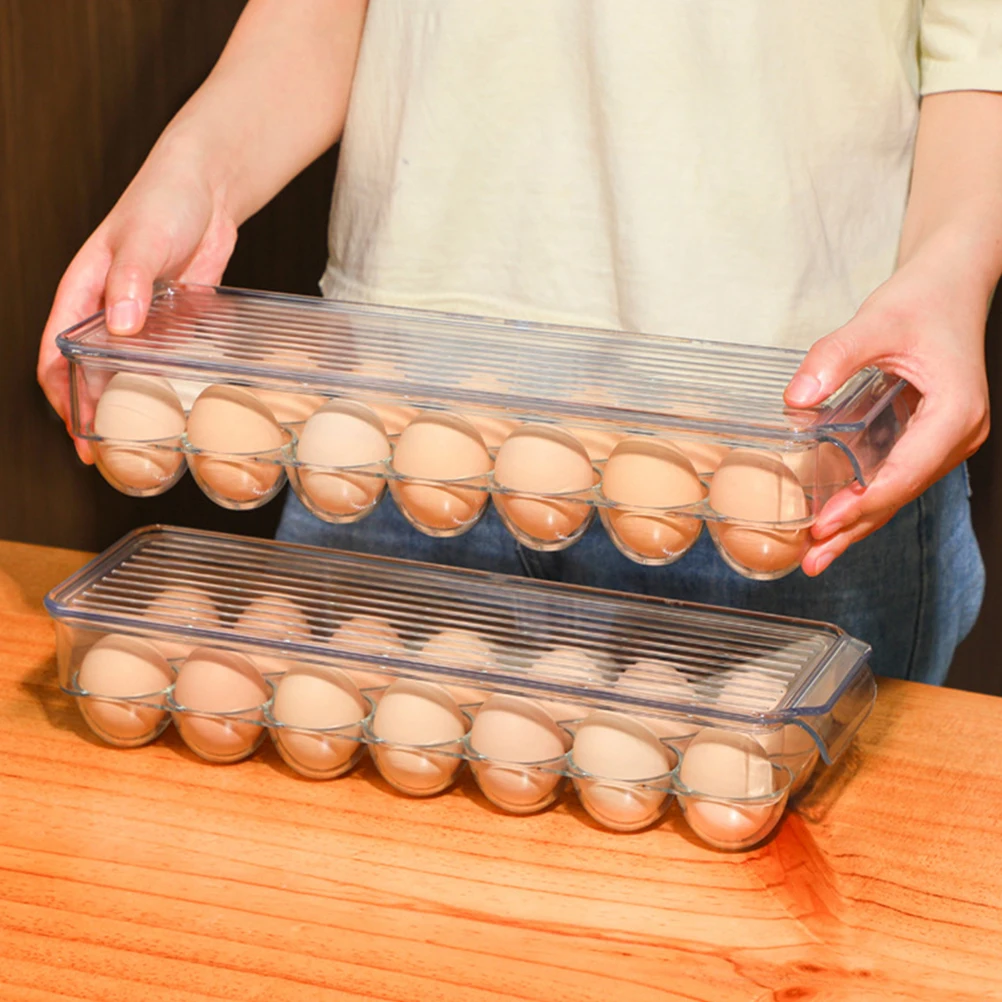 

2 Pcs Refrigerator Egg Storage Box for Kitchen Organizer Container Holders with Cover
