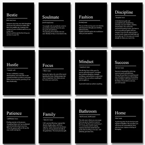 Minimalist Text Inspirational Black Poster Success Focus Mindset Patience Definition Canvas Painting Living Room Home Wall Decor
