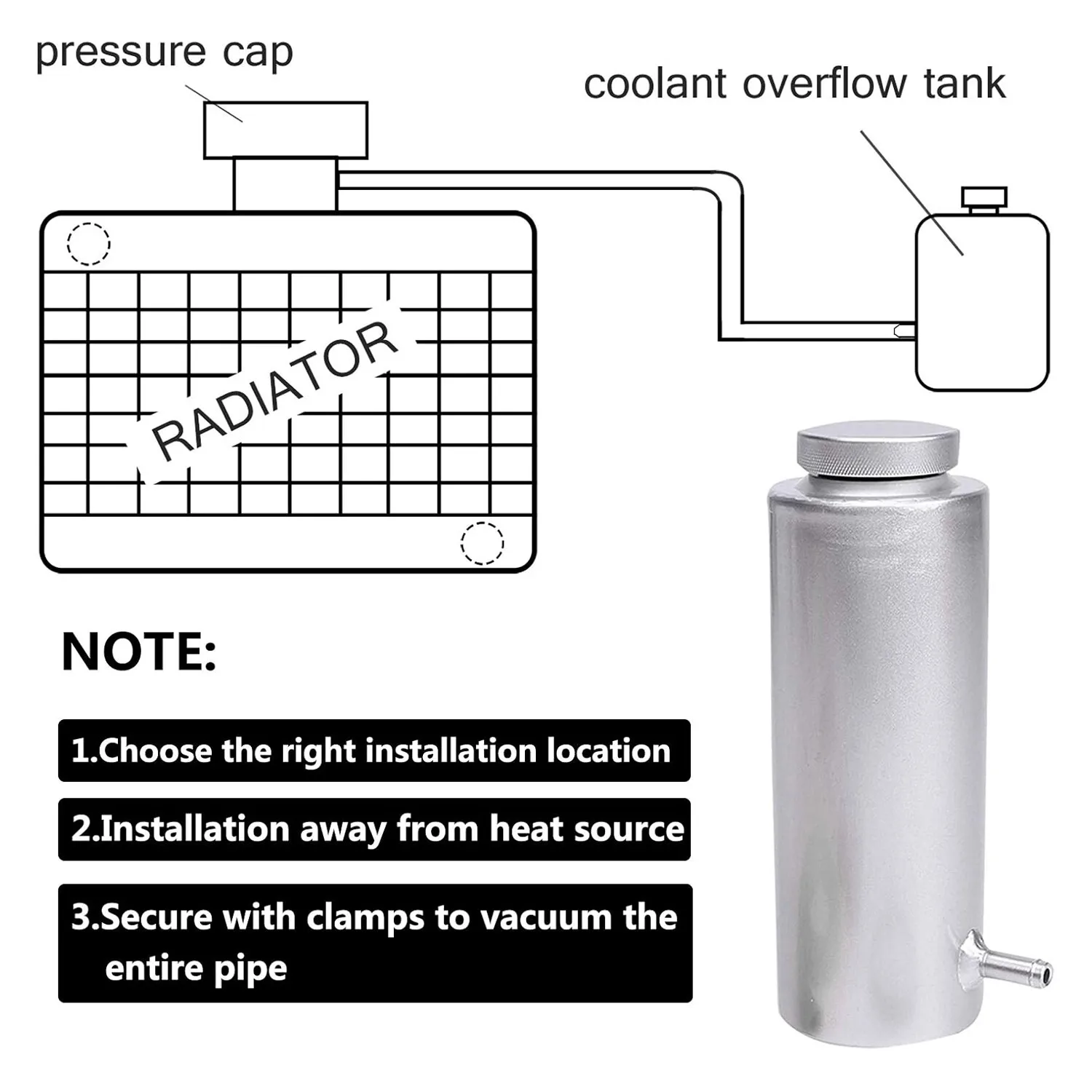 خزان تجاوز مبرد المبرد العالمي، ألومنيوم فضي