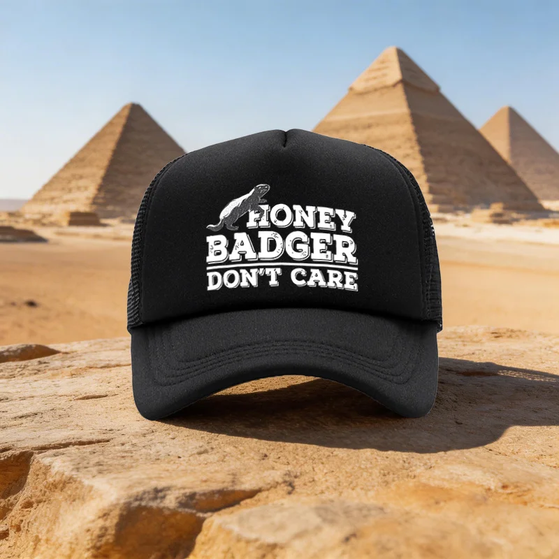 Unisex Honey Badger Print Snapback Cap - Lightweight Mesh Baseball Hat with Honey Badger & English Text, Adjustable for Sizes, S