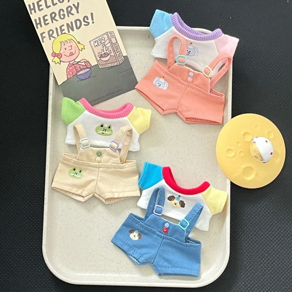 1 set riem broek set 10/20 cm katoenen poppenkleertjes outfit cartoon patroon 20 cm katoenen poppenkleertjes schattige mini 10 cm poppenkleertjes