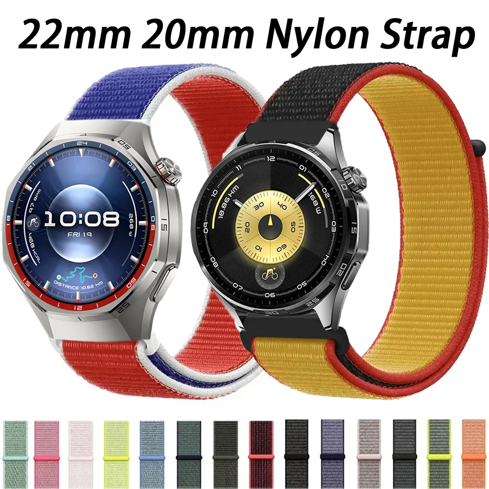 22mm 20mm フラッグスタイルナイロンストラップ Huawei Watch 5 4 GT6 GT6 Pro GT5-4-3 46mm ブレスレット Amazfit Bip 6 Active 2 Balance 2 Correa用