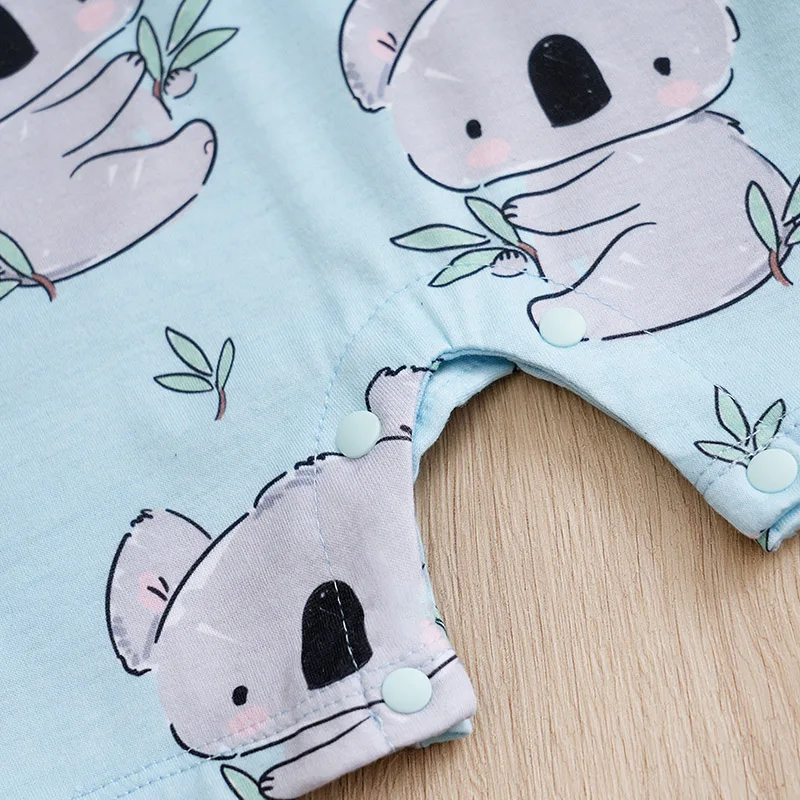 Newborn Clothing Cute Cartoon Koala Print Casual And Comfortable Soft Boys And Girls Summer 0-18 Short Sleeved Baby Jumpsuit