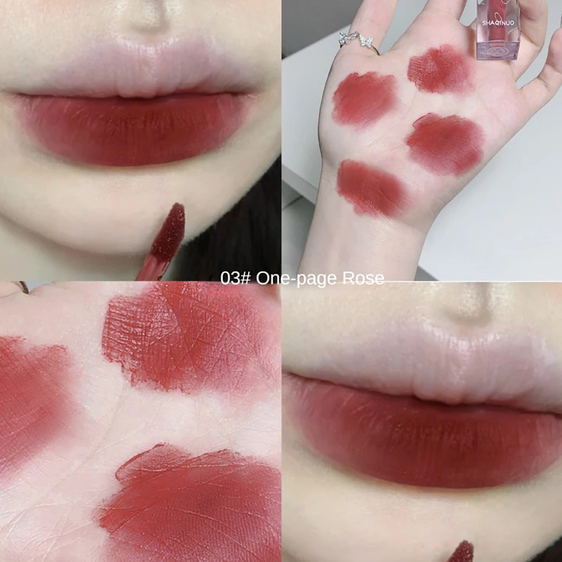 6 Farben Creme Luft Samt matte Lippen glasur seidig-glatt lang anhaltende Lippen tönung wasserdichte Antihaft-Tasse Lip gloss Make-up Kosmetik