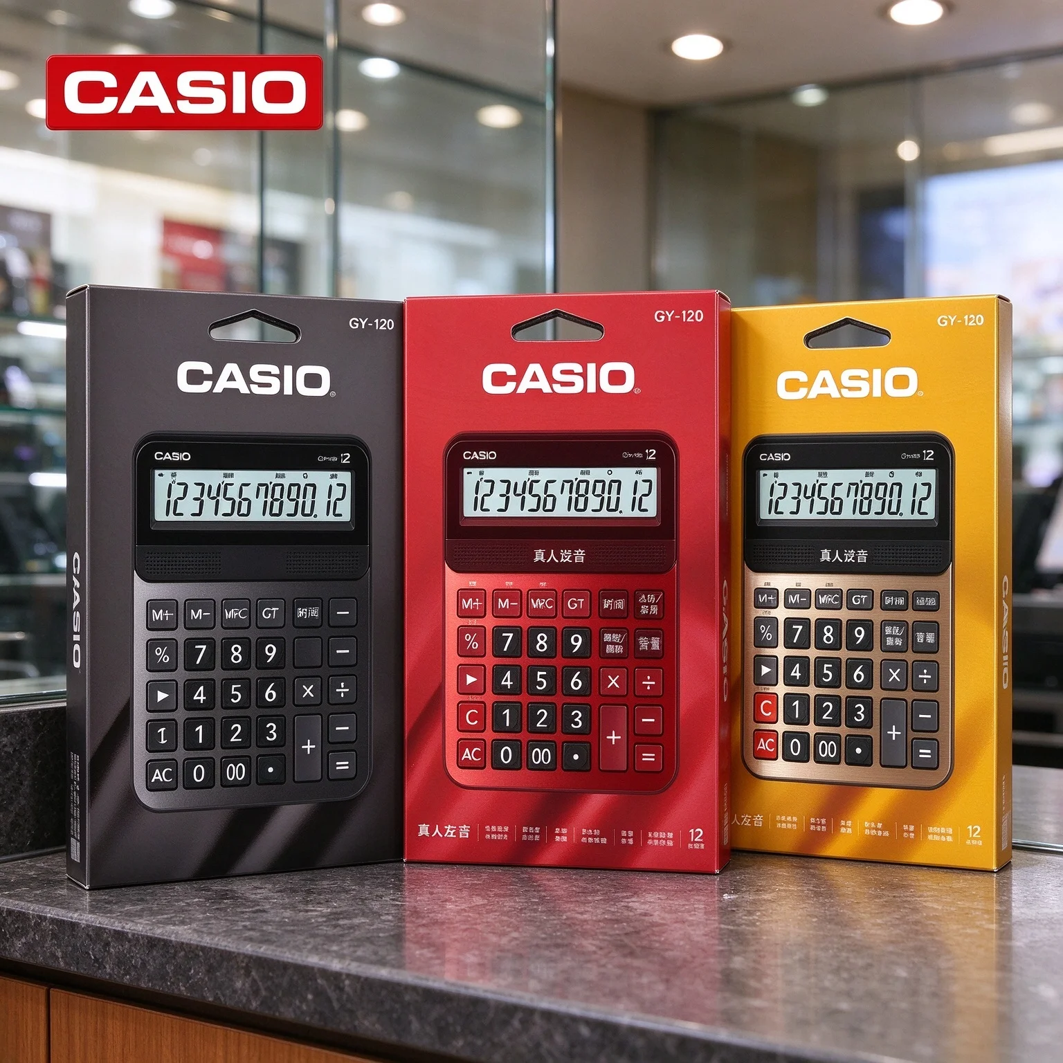 Casio GY-120 DY-120 Reliable Voice Calculator, Solar Backup Power, Ideal for Accountants and Shop Cashier Staff