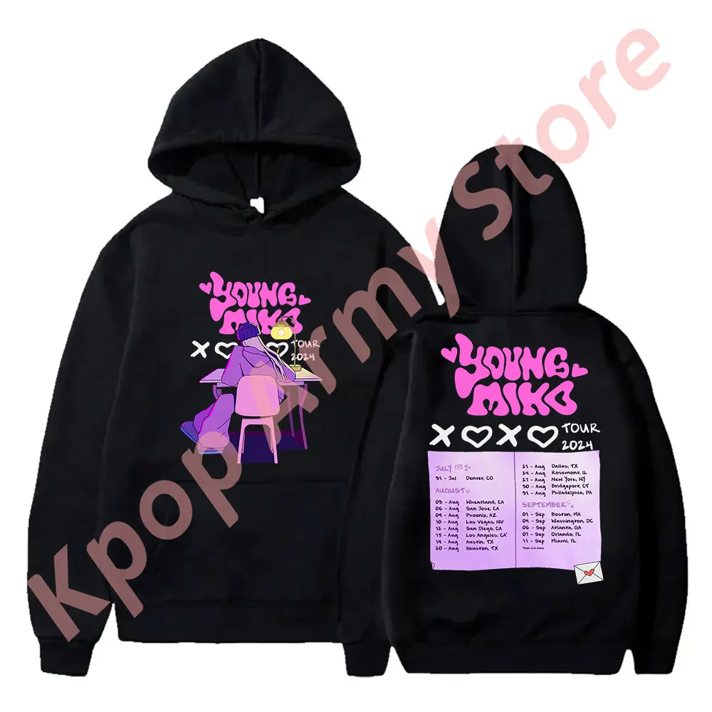 Young Miko XOXO Tour Merch Hoodies Rapper New Logo Pullovers Women Men Fashion Casual HipHop Style Sweatshirts