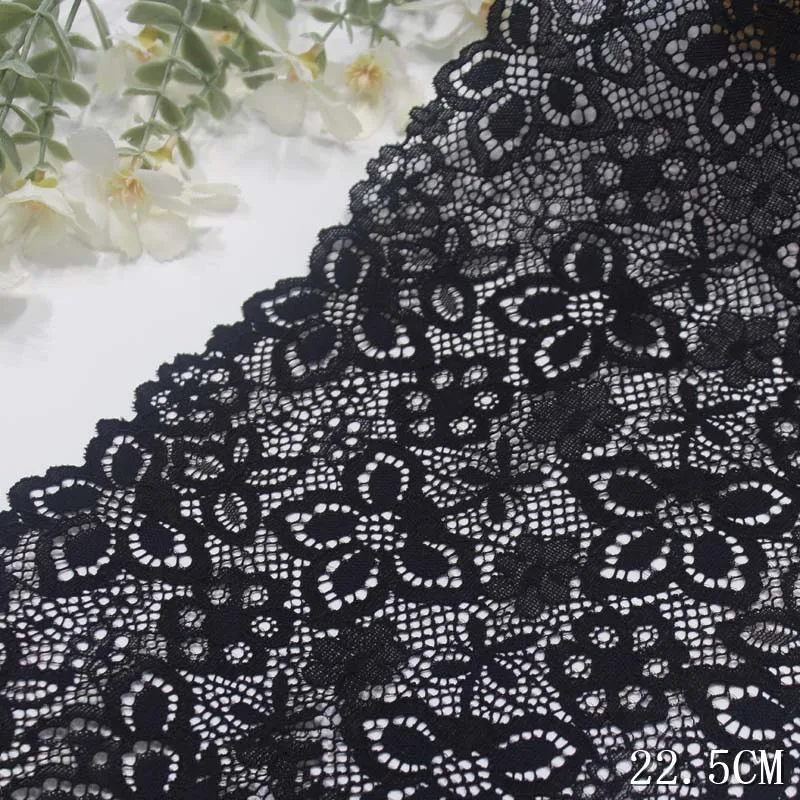 40Yards Black Elastic Lace Trimming For Sewing Clothes Skirt Hem Underwear Sewing Craft Apparel Fabrics