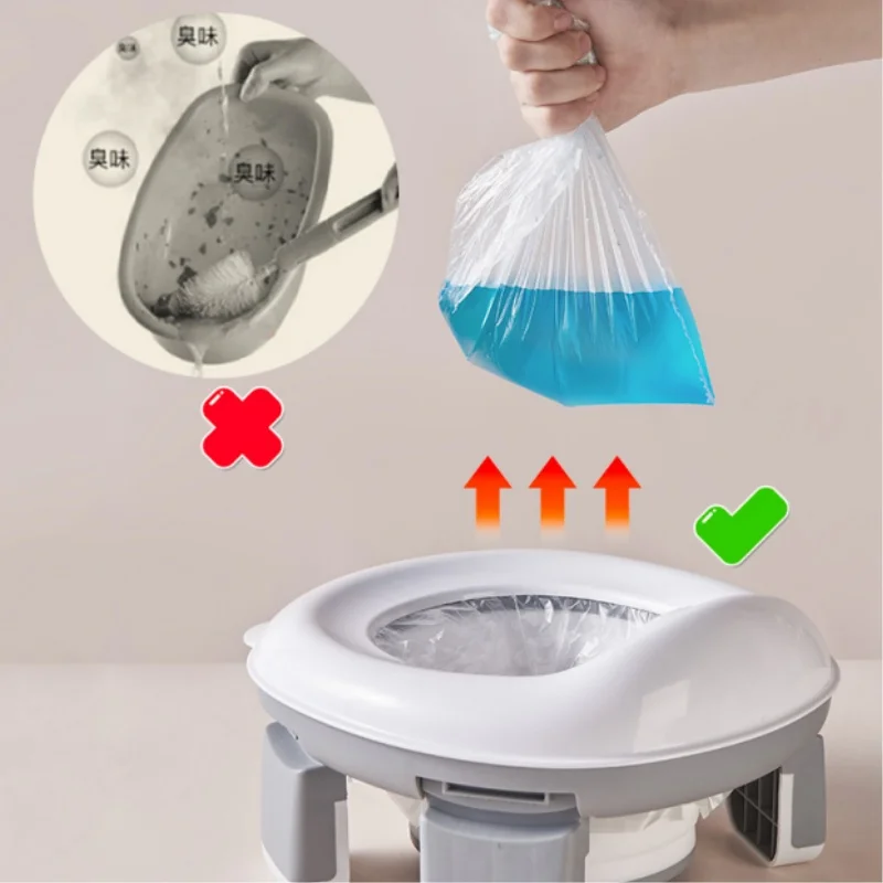 3 in 1 Travel Toilet Seat Foldable Children Potty with Bags Baby Pot Portable Silicone Baby Potty Training Toilet Seat for Kids