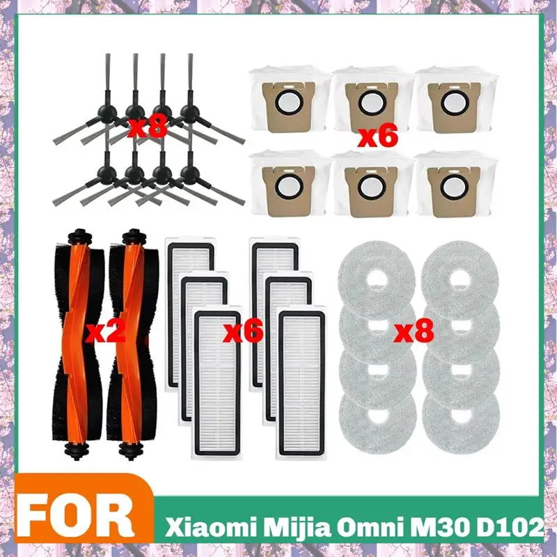 

A59P New Hepa Filter Dust Bags Mop Cloth Accessories For Mijia Omni M30 D102 Vacuum Cleaner Roller Side Brush