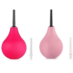 225ml Douche anale clistere doccia pompa contenitore rosso rosa Silicone clistere siringa lampadina Kit doccia pulizia ugello strumento punta Gay