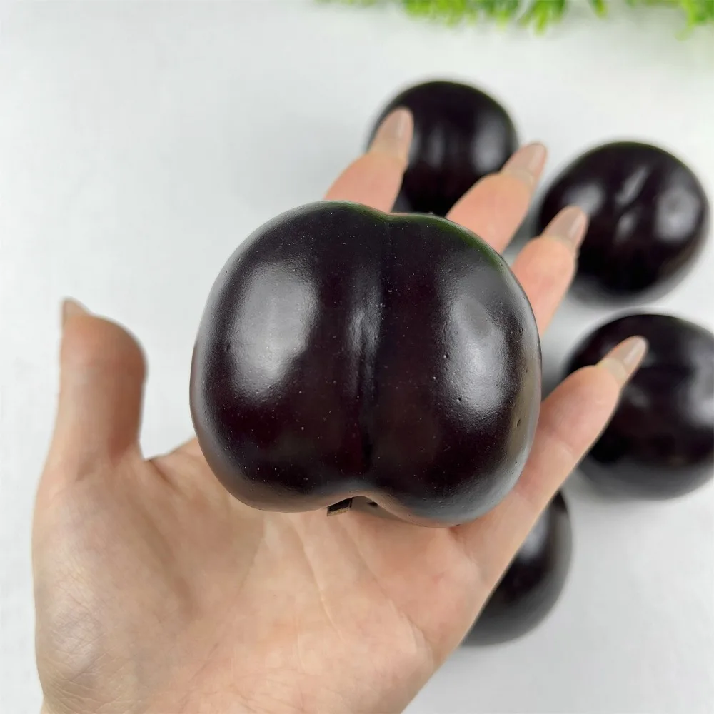 

10pcs Kid Toy Mini Artificial Foam Black Plum Handicrafts Lifelike Fake Plum Fruit Realistic Simulation Plum Model Kitchen Table