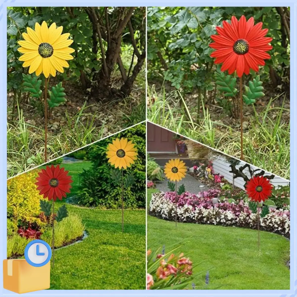 Populaire rode metalen Daisy Garden Stakes Decor, metalen bloemstok buitendecoraties, 3D Daisy Stake Yard Art voor muur gemakkelijk te gebruiken