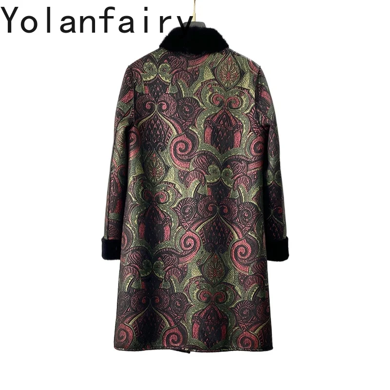 YOLANFAIRY 100% Shearling Coat Womens Winter Long Mink Wool Fur Coat  New in Outwears  Luxury Clothes Women Пальто Женское