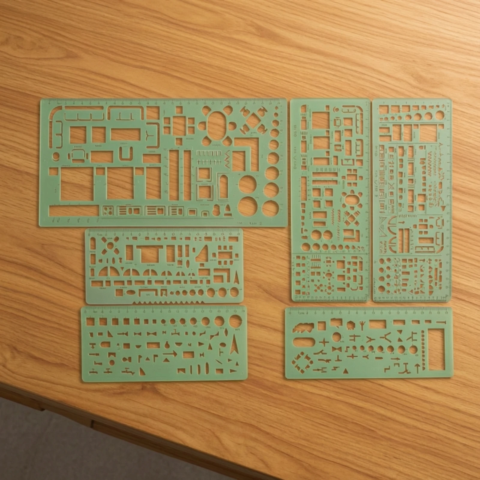 6-pieces-stencil-ruler-with-geometric-shapes-translucent-drafting-template-ruler-geometric-drawing-template-rounded-corners