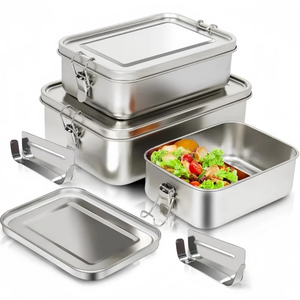 Stainless Steel Lunch Box for Adults Office 304 Leak Proof Meal Prep Bento 850ml 3 Compartment Portable Dishwasher Safe 2026