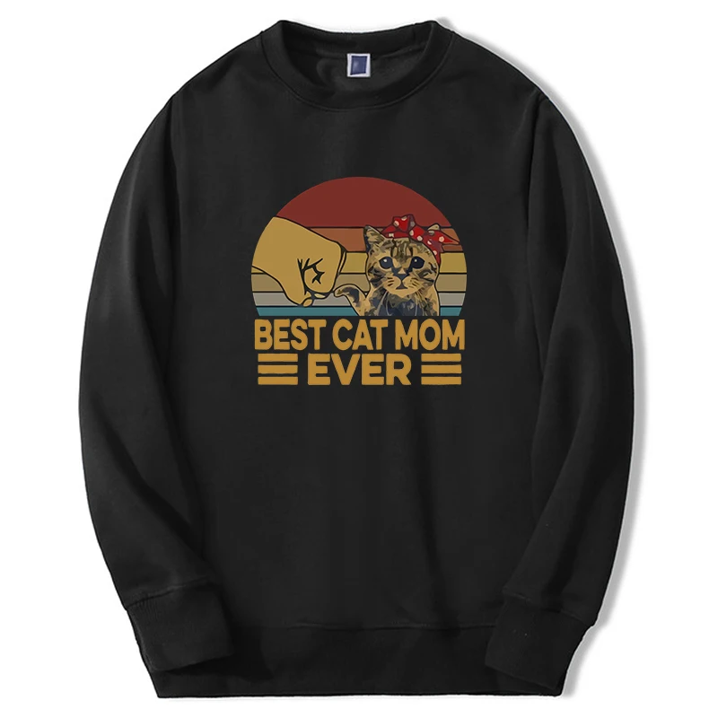 

2024 New Fashion Kawaii Cats Sweatshirt Best Cat Mom Ever Print Cute Cat Graphic Hoodie Men Women Harajuku Fashion Streetwear