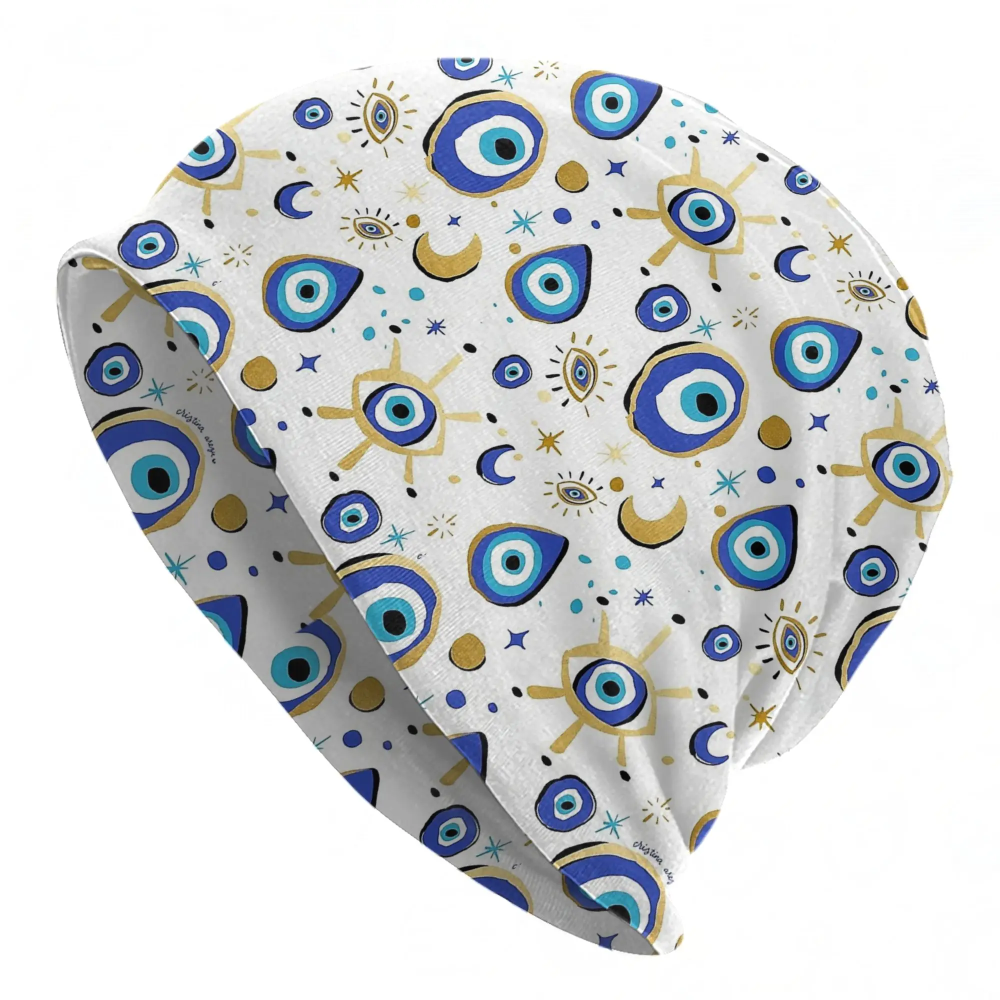 Blue Evil Eye Caps Greek Amulet Nazar Lucky Vintage Men Women Outdoor Skullies Beanies Hat Spring Warm Dual-use Bonnet Hats