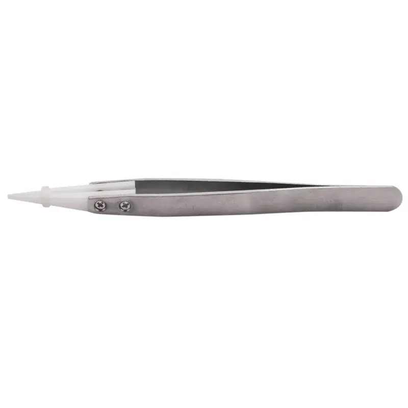 Best-6X Tweezers With Stainless Steel Handle Refractory Acid-Resistant Pointed Tweezers